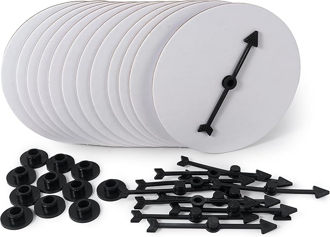 12 Board Game Arrow Spinners, Family Games Accessories - Blank DIY Gaming Spinners, Create Your Own - Replacement Pieces