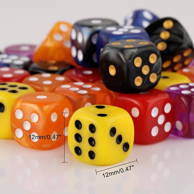 36 Pieces 12mm 6 Sided Mini Dice Set,D6 Game Dice Set,6 Sided Standard Game Dice for Board Games Dice Games Classroom Teaching Dices Game, with Portable Gaming Box(Yellow)