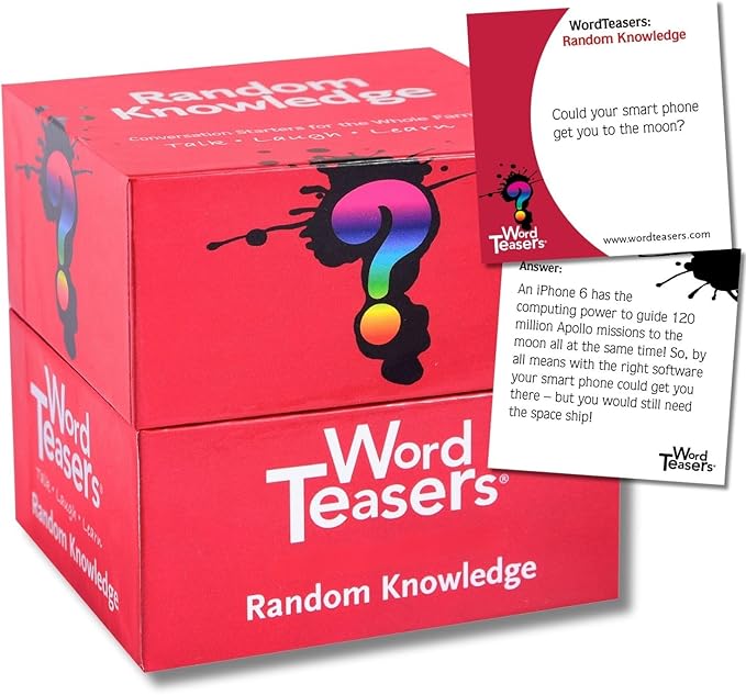 ? WORD TEASERS Random Knowledge Trivia Cards - Fun Trivia Game for Family, Kids, Parties & Travel - 150 Trivia Questions & Conversation Starters