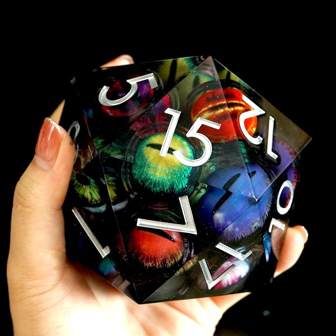 Dungeons and Dragons Dice D20,85mm Dragon Eye D20,Liquid Core Dice for TTRPG