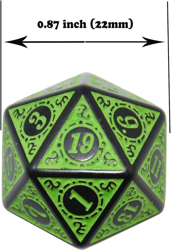 SmartDealsPro 10-Pack Retro 26mm Large 20 Sided Dice D20 Polyhedral Dice for DND RPG MTG Table Game(Retro Green)