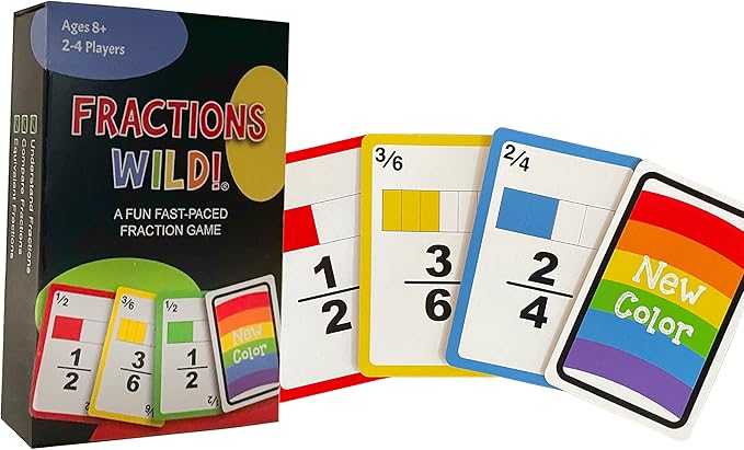 Fractions Wild - Match Fraction Number or Color to be The First to get rid of All Your Cards! Easy to Learn, Fun to pla Math Game for 3rd, 4th, 5th and 6th Grades.
