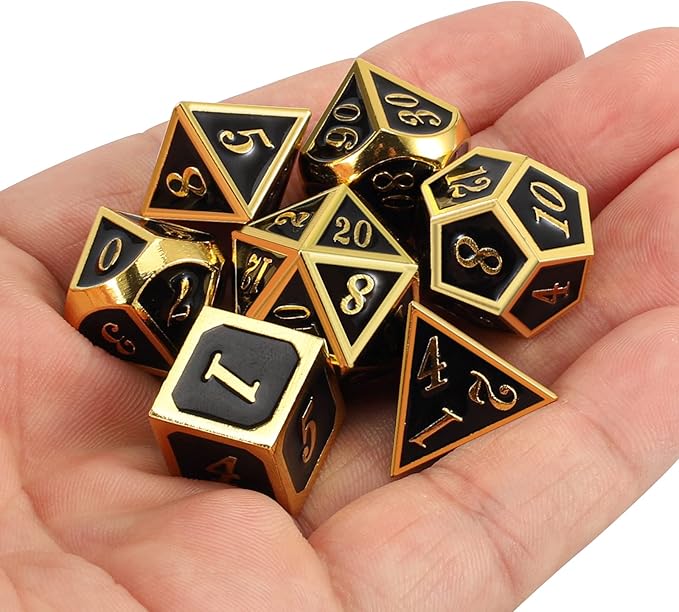 CiaraQ DND Metal Polyhedral Dice Set with Dice Bag for Dungeons and Dragons RPG MTG Role Playing Table Games