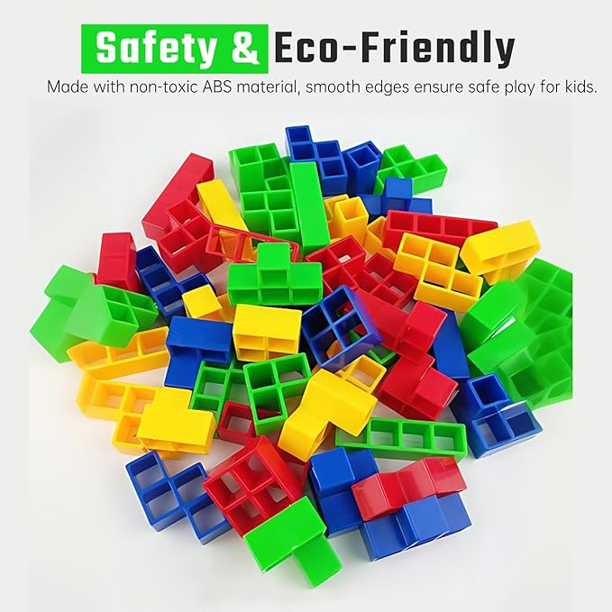 48Pcs Tower Stack Game, Tetra Tower Balance Stacking Blocks with 22 Gameplay Cards, Eco-Friendly Family Board Game for Kids & Adults, Creative STEM Learning Toy for Indoor/Outdoor Fun