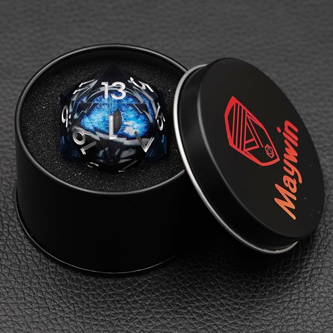 Dungeons and Dragons DND Dice D20, Moving Eyeball Liquid Core Dice Set D&D 33MM Oversized D20 Single Sharp Edge Resin dice with Gift Case, Polyhedral Dice for Role Playing Game