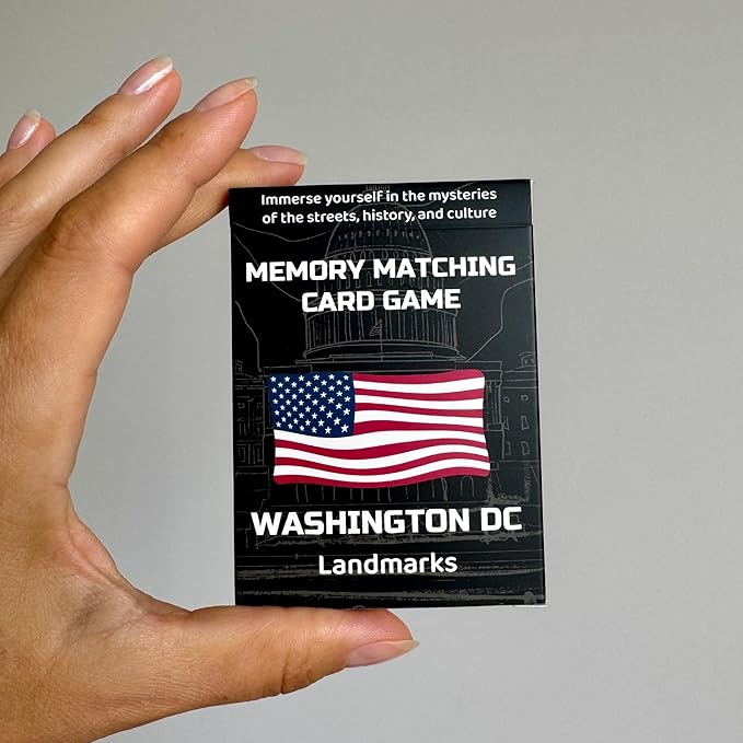 Memory Matching Card Game - Washington, D.C. Landmarks – Fun & Educational Family Concentration Game for Teens, Adults & Seniors – Travel Pack