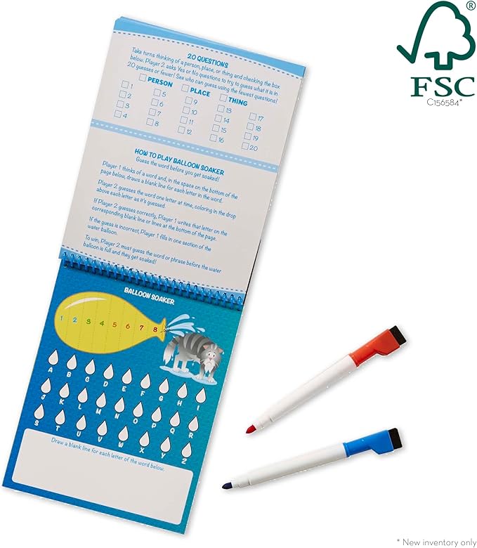 Melissa & Doug On the Go Game On! Reusable Games Wipe-Off Activity Pad Reusable Travel Toy with 2 Dry-Erase Markers - FSC Certified