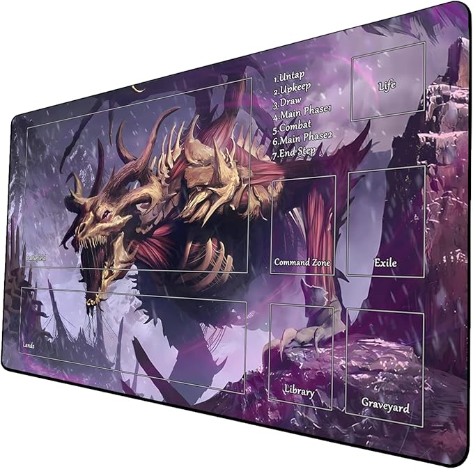 MTG Playmat, Game Play Mat for MTG TCG 24 x 14 inches Trading Card Inked Game Playmats with Storage Bag Smooth Rubber Surface Battle Game