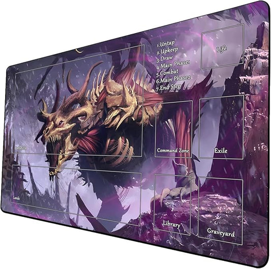 MTG Playmat, Game Play Mat for MTG TCG 24 x 14 inches Trading Card Inked Game Playmats with Storage Bag Smooth Rubber Surface Battle Game
