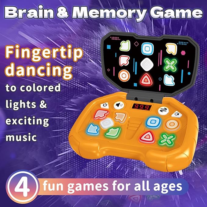 Quick Push Game & Handheld Dance Game, Light Up Push Bubble/Button Game Electronic Brain & Memory Games Stress Relief Sensory Pop Fidget Game Toys Birthday Toy for Kids 3-12