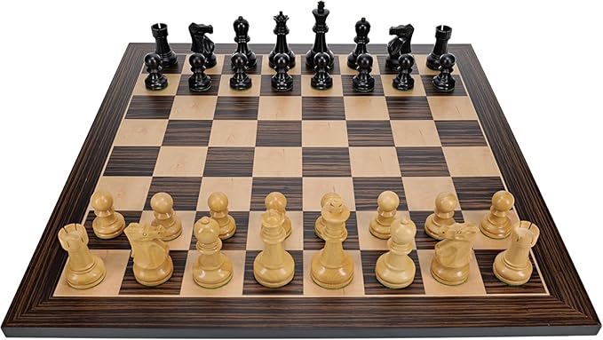 WE Games Bobby Fischer Ultimate Chess Set with Wooden Chess Board - Ebonized & Boxwood Chess Pieces, 3.75 in. King, 20.75 Inch Luxury Chess Set Perfect for Adults & Tournaments