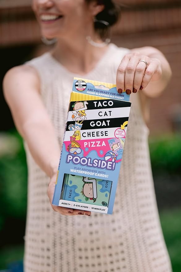 Taco Cat Goat Cheese Pizza - Poolside Edition – Waterproof Card Game for Outdoor Camping, Travel and Family Game Night - Wildly Entertaining & Easy to Learn – 10 Min, Ages 7+, 2-8 Players