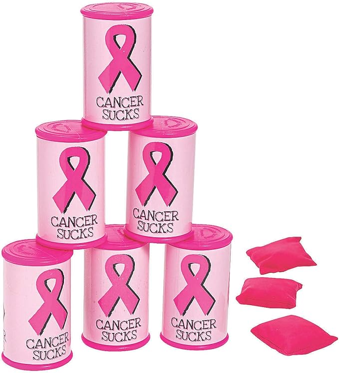 Fun Express Pink Ribbon Bean Bag Toss Game - Fun Party Game for Baby Showers Gender Reveals - Bean Bags & Game Boards - Perfect for Celebrations and Events Pink Ribbon Design - 9 Pieces