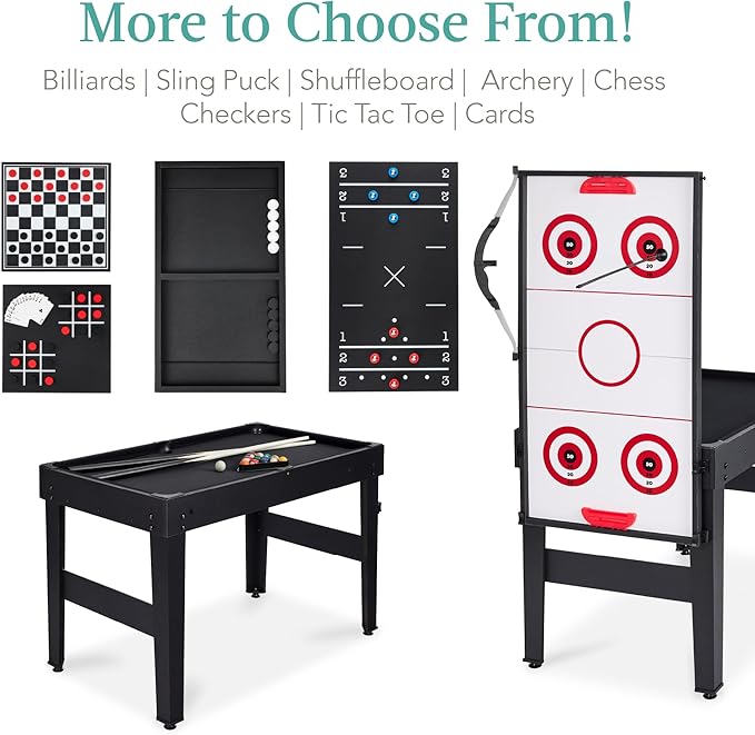 Best Choice Products 13-in-1 Combo Game Table Set for Home, Game Room, Friends & Family w/Ping Pong, Foosball, Basketball, Air Hockey, Archery, Chess, Checkers, Shuffleboard, Bowling
