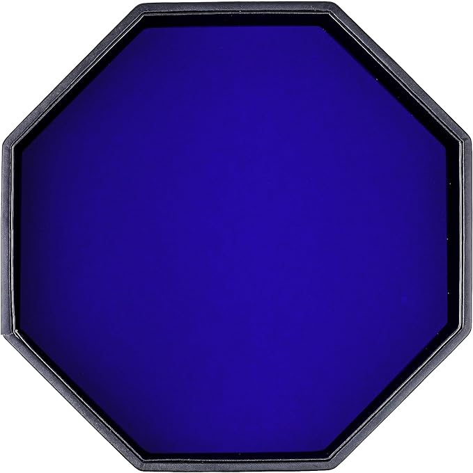 Dice Rolling Tray, Blue Felt Lined PU Leather Octagon Dice Tray for Dungeon Crawler Games