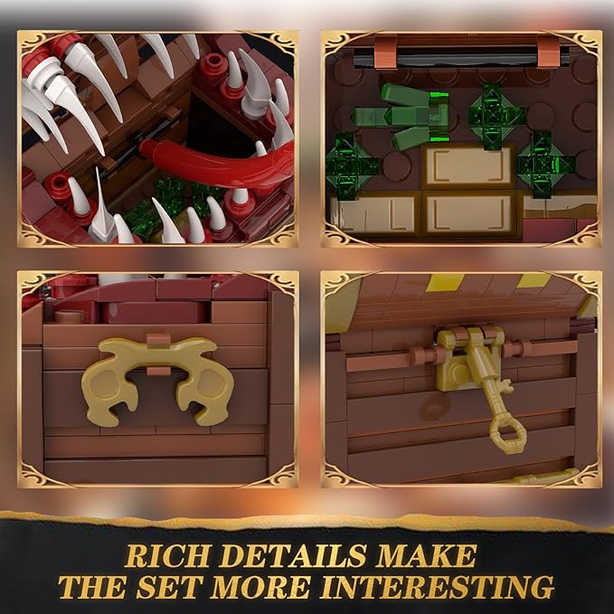 Games Series Mimic Treasure, Dice Chest Storage Box Building Block Sets, Dragons Board Game Monster Model, Collection Toys Gifts for Fans Friend Age 6-14, Halloween Decor (330 Pcs)
