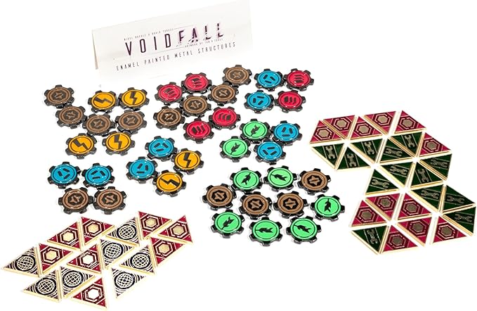 Games Voidfall - Enamel Painted Metal Structures | 72 Premium Double-Sided Metal Tokens for Installations & Guilds | Upgrade for Base Game