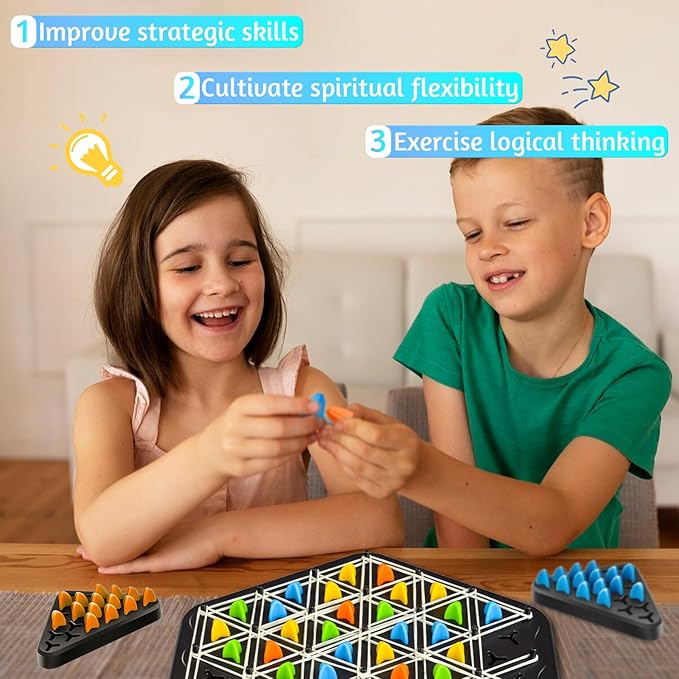 Triangle Chess Game, Geometric Chess Game, Innovative Rubber Board Game Portable Travel-Friendly Fun for Kids and Adults for Family Game Nights, 2 to 4 Players
