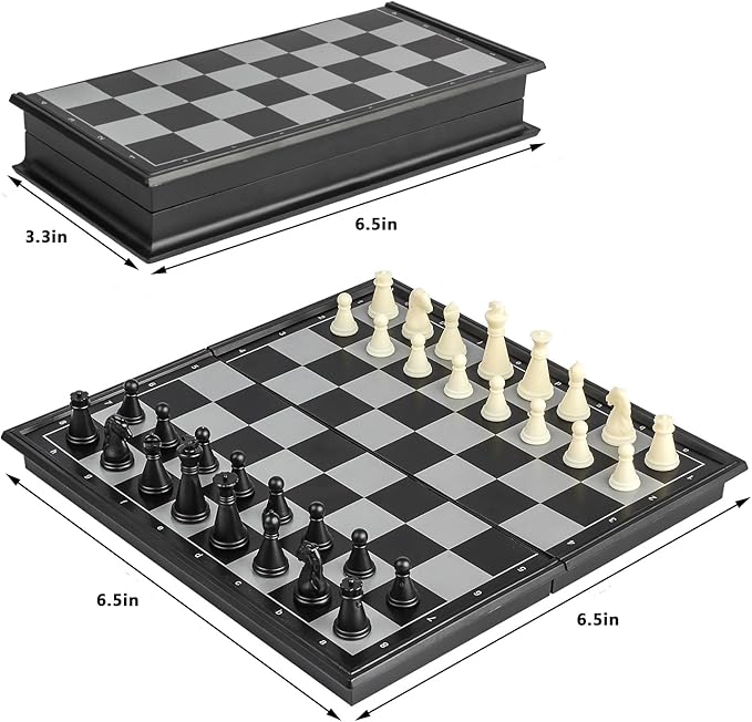 Mini Chess Set, 6.5" Portable Folding Chess Board Magnetic Travel Chess Set for Kids and Adults