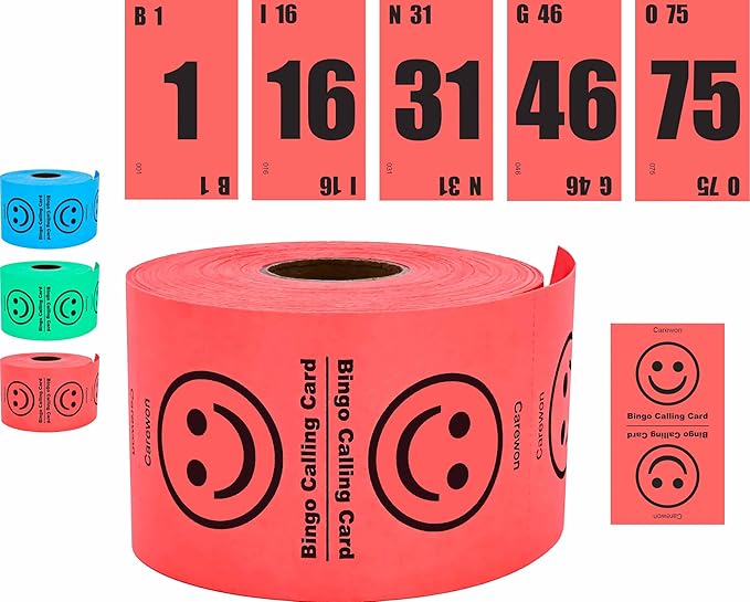 225 Bingo Calling Cards, Red (1 of 3 Colors), 3 Decks of 75 Cards, 3.5” x 2", for Every Bingo Events, Replace Cage & Master Board