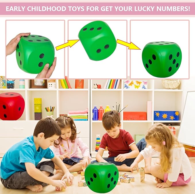 Giant 5.9 Inches Kawaii Foam Dice: A Fun-Filled, Educational Toy for Game Nights and Learning Sessions (Lucky Green)