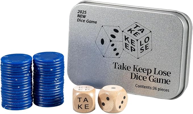 2025 Dice Game, Take Keep Lose Dice Game Set, Perfect for Board Game Party, Ideal Gift for Friends, Dad, Mom