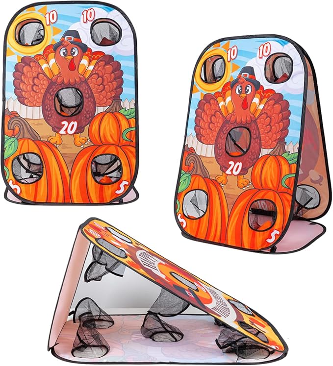 Joyin Thanksgiving Portable Collapsible 5 Holes Toss Game Board with 8 Bean Bags for Outdoor Indoor Yard Games, Backyard Party and Thanksgiving Theme Party Favor Supplies