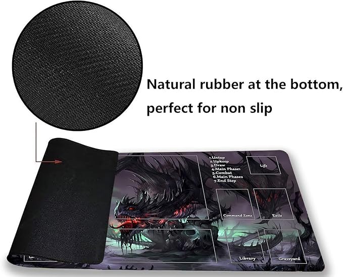 MTG Playmat, Game Play Mat for MTG TCG 24 x 14 inches Trading Card Inked Game Playmats with Storage Bag Smooth Rubber Surface Battle Game