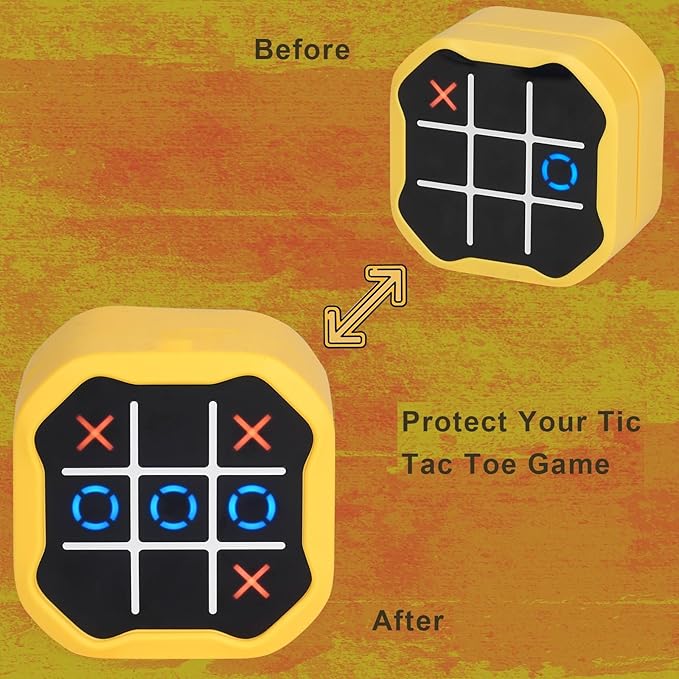 YouKnow Silicone Case Compatible with GiiKER Tic Tac Toe Bolt Game 3-in-1 Handheld Puzzle Game Console, Fidget Toys Board Games Cover for Kids and Adults (Case Only) (Yellow)