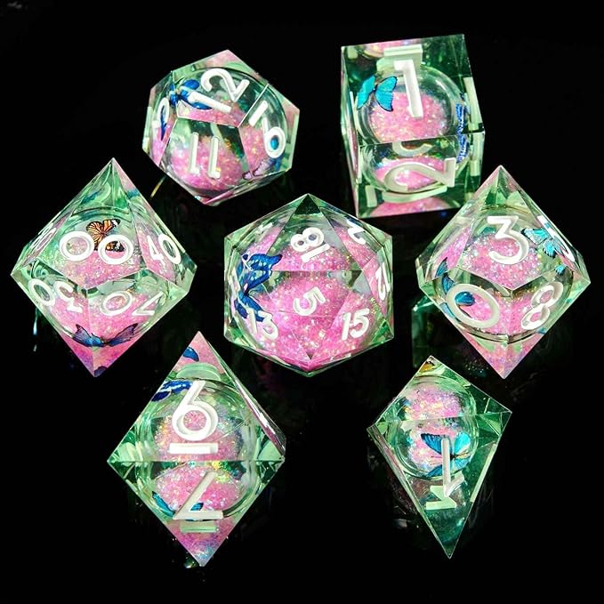 Resin Cat Head DND Dice, Sharp Edge Dungeons and Dragons Polyhedron Game Dice Set for Role Playing Games RPG Explorer Magic, Holiday Birthday Gifts Party Gifts