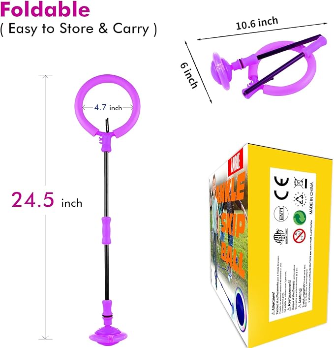 Amble Skip Ball for Kids - Ankle Skip Toy Jump Ball - Birthday Gift for Girls and Boys - Outdoor Indoor Toys for 5 6 7 8 9 10 Years Old Kids & Adults