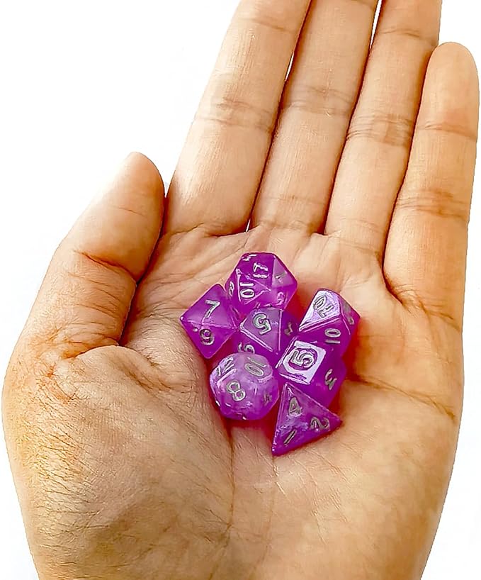 Moonstone 10mm Mini DND Dice Set for MTG RPG Dungeons and Dragons Role Playing Game, Moonstone Violet Color