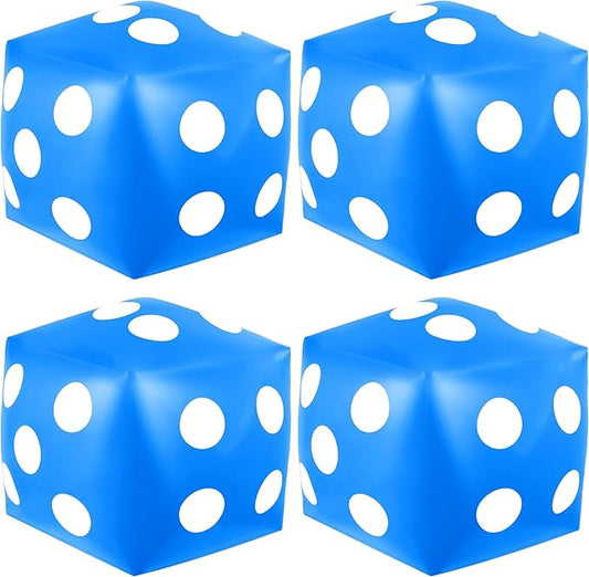 4 Pieces Jumbo Inflatable Dice 12.6 Inch Large Inflatable Dice Fun Game Toy for Indoor Outdoor Lawn Swimming Pool Party Favor Board Game Decoration, Blue