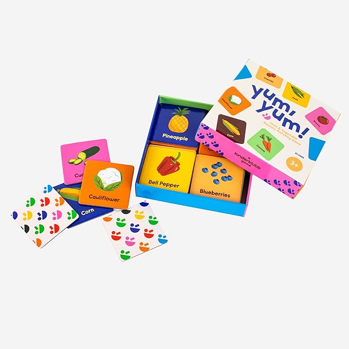 Yum, Yum! Fruit & Vegetable Memory Matching Game for Kids | Ages 3 & Up | 20 Matching Pairs | Fun and Educational Learning Toy for Families | Travel Size