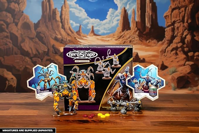 Renegade: Heroscape: Revna’s Rebuke: Iron Lich Viscerot & Necrotech Wraithriders Army Expansion - 4 New Detailed Miniatures, Unpainted, Ages 14+