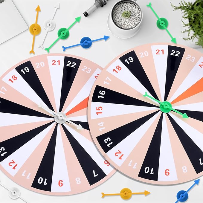 12pcs Arrow Game Spinners, 4 Colors Plastic Spinner Game Pointer Accessories Magnetic Spinners for Classroom Board Game Spinners for Activities DIY Projects (Green, Yellow, White, Blue)