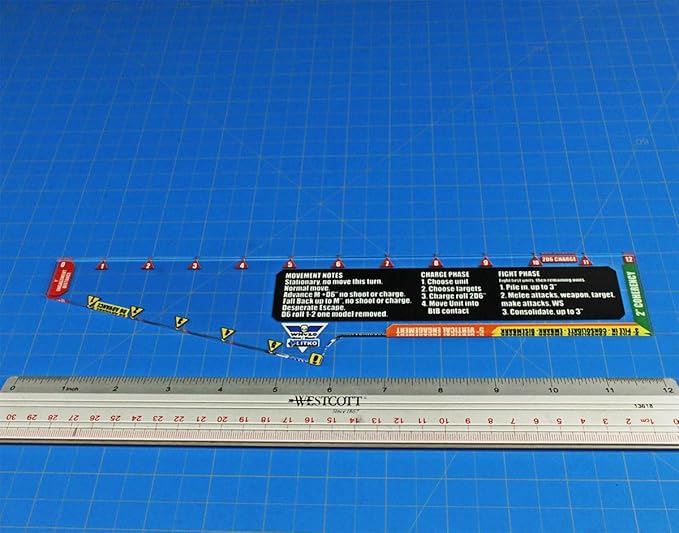 LITKO Gauge Set | Compatible with Warhammer 40K 10th Edition | Movement | Shooting | Fight | Close Combat | WH40K Templates (12-Inch Movement and Shooting Gaug)