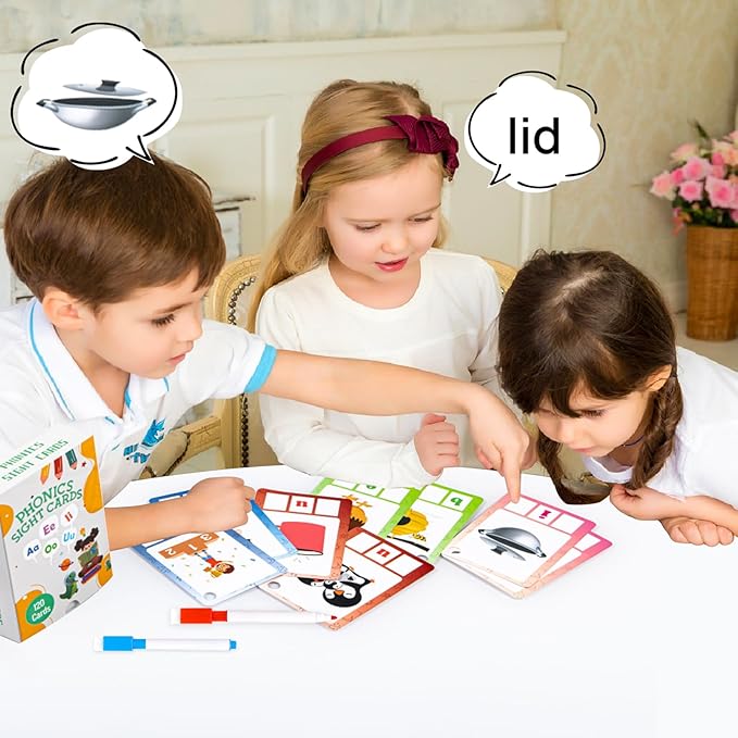 Tichgeim Sight Words Flash Cards, Phonics CVC Word Games, Kindergarten Sight Words Learning, Phonics Games for Reading and Spelling, Preschool Activities for Kids Ages 3-6