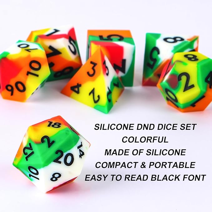 DND Dice Set Sharp Edge Dice Set 7 Piece DND polyhedral Dice Numbers with Gold Leaf Exquisite Tin Box Packaging,Ideal for Dungeons & Dragons RPG and Board Games (Colorful)