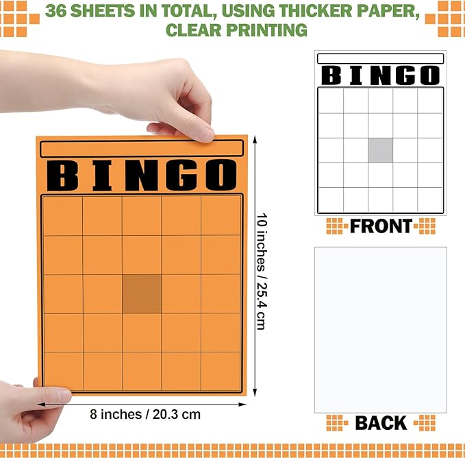 36 Pcs Blank Bingo Cards Multicolor Jumbo Bingo Game Board Make Your Own Cards Bulk Blank Large Sheet Squares Funny Game Board for Adult Party Square Fill in Gift
