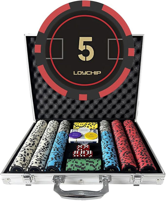 Poker Set with Numbered Chips 500-pcs for Card Board Game, 11.5g Weight with Playing Cards for Texas Hold'em, Blackjack Gambling, Late Night Poker Games