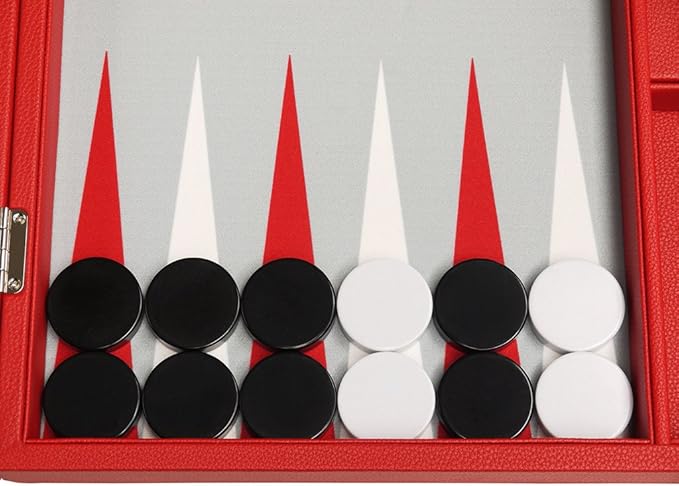 19-inch Premium Backgammon Set - Large Size - Red Board