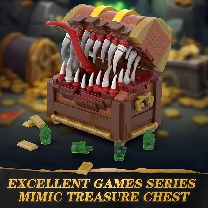 Games Series Mimic Treasure, Dice Chest Storage Box Building Block Sets, Dragons Board Game Monster Model, Collection Toys Gifts for Fans Friend Age 6-14, Halloween Decor (330 Pcs)