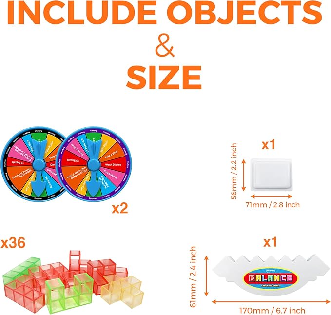 iYuePeng 36 Pcs Tetra Balance Tower Stacking Games Team Building Translucent Blocks Board Game for Kids & Adult, Drop The Pile of Tower STEM Toys for 2 Players, Family, Parties, Travel
