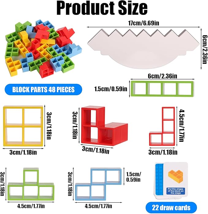 32pcs Tower Balance Stacking Blocks Game, Balance Blocks Stacking Game Set Board Games for Kids and Adults Board Games for 2 Players Home Games Parties Travel