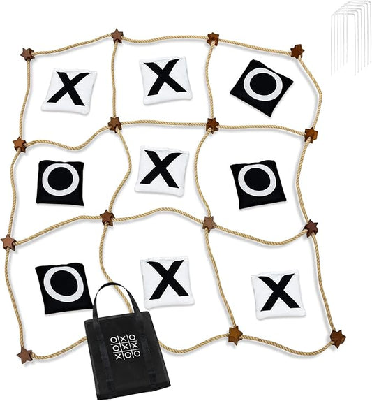 Giant Tic Tac Toe Outdoor Games,3ft x 3ft Portable Bean Bag Toss,Corn Corn Hole for Adults Kids,Backyard Lawn Camping