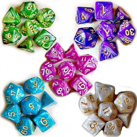 DND Dice Set - 5 * 7-Die Polyhedral Dice Sets for Dungeons and Dragons D&D DND RPG MTG Table Board Roll Playing Games D4 D6 D8 D10 D% D12 D20