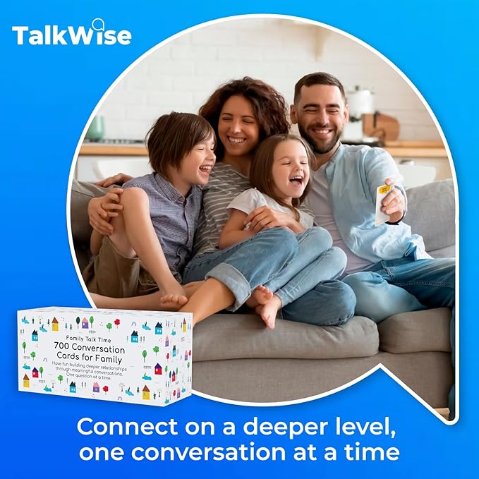 700 Family Conversation Cards, Fun Conversation Starters for Families, Play Dinner Table Games, Family Talking Cards, Color-Coded Across 6 Topics, Take Anywhere