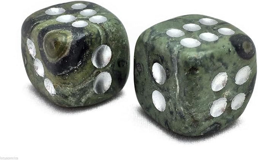 Natural Hand Carved Gemstone Dices, 15mm/0.59in, 6 Sided, Kambaba Jasper