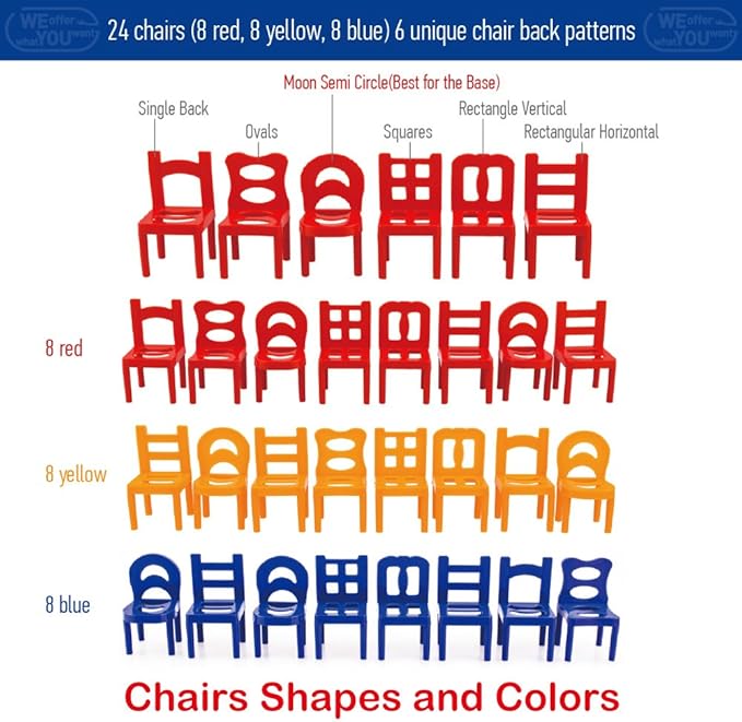 WEofferwhatYOUwant Chairs and Ladders Family Game – Fun Stacking Balance Game for Kids & Adults – 44 Pieces – Great for Parties & Game Nights